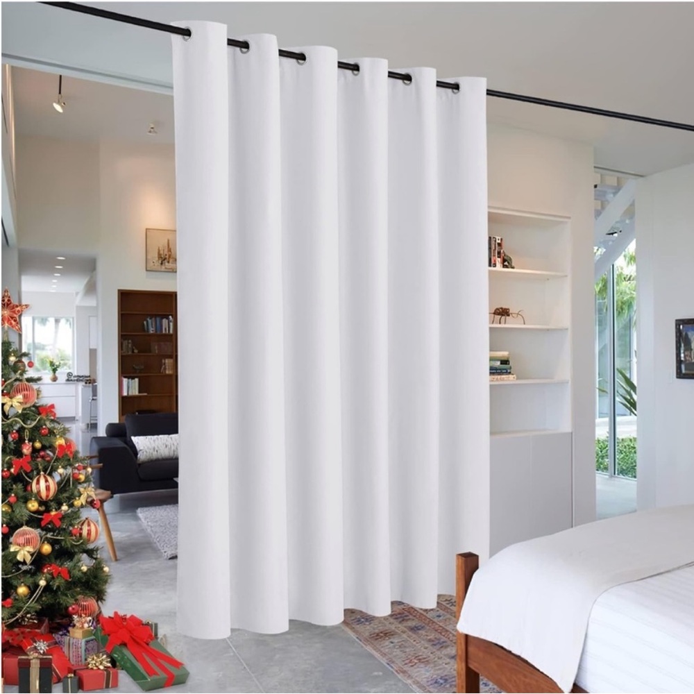 RYB HOME Curtains - 9 ft Long x 10 ft Wide, Greyish White - Set of 2 curtains
